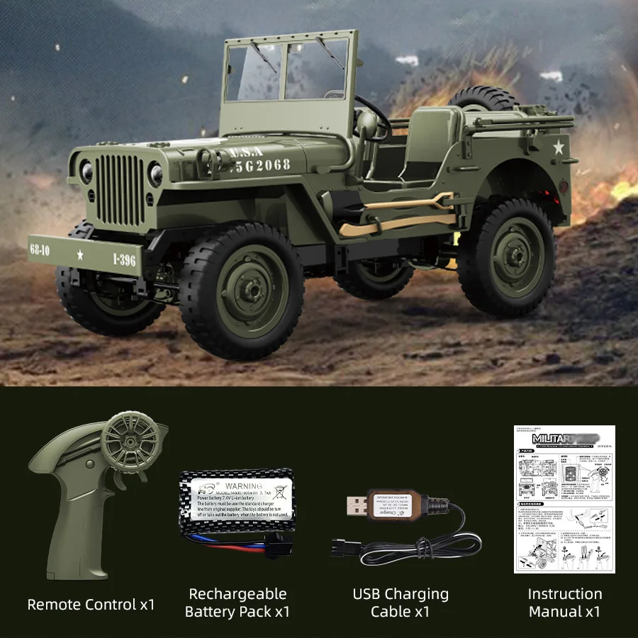 1/10 C8815 Rc Car 1941 JEEP WILLYS 2.4g 4wd RTR Crawler Climbing Scale Military Truck Offroad Vehicle Adult Toy Gift for Kids