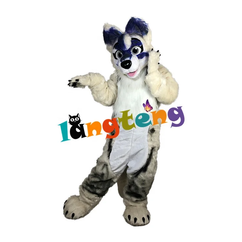 970 Plush Adult Cosplay Dark Grey Sexy Furry Fox Dog Costuming Mascot Costumes