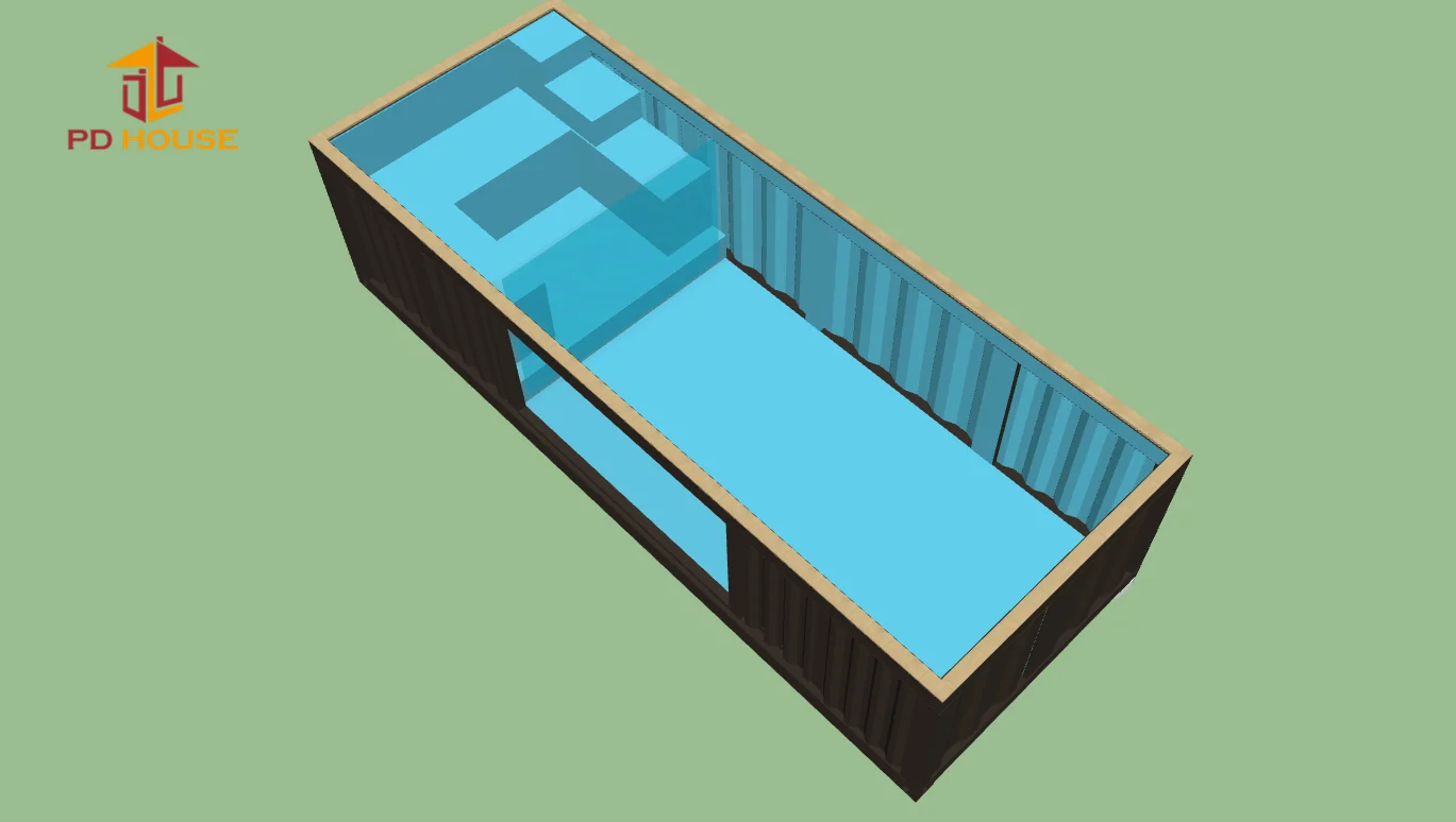 Outdoor prefabricated steel structure tempered glass transparent visible bathtub hydrotherapy sea container swimming pool