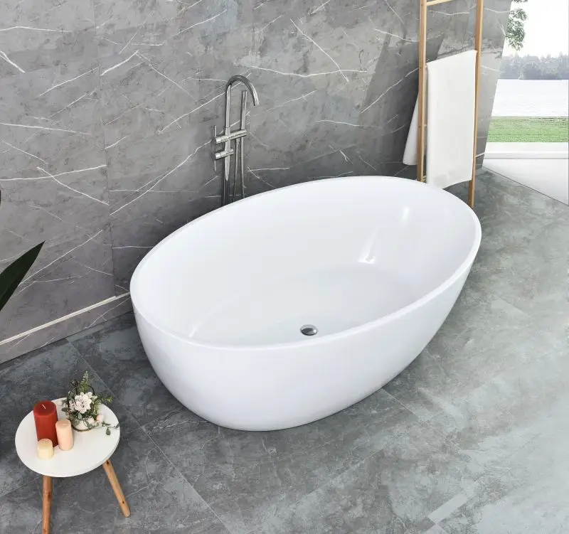 XM 2024 White Freestanding Acrylic Bathtub Modern Design Alone Soaking Whirlpool for Bathroom Hot Sale Bath Tub