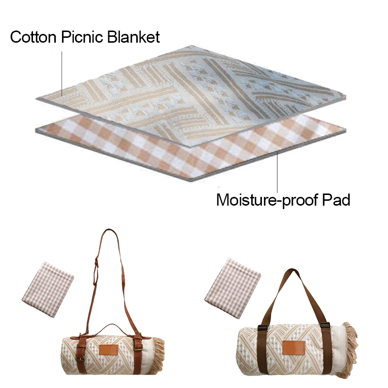 Bohemian Recycled Cotton Luxury Outdoor Picnic Mat Waterproof Picnic Blanket