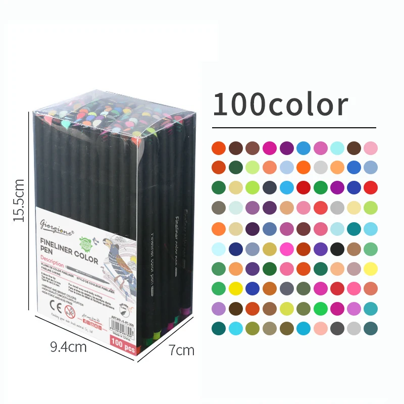 Giorgione Professional 0.4mm Head 100 Colored Fine liner Marker Pen Students Drawing Fineliner Ink Pen Set For Writing