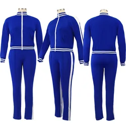 HOBISH Wholesale Womens Plus Size 2 Piece Tracksuits Outfit Full Zipper Jacket Sweatpants Set Track Suits Women Plus Size
