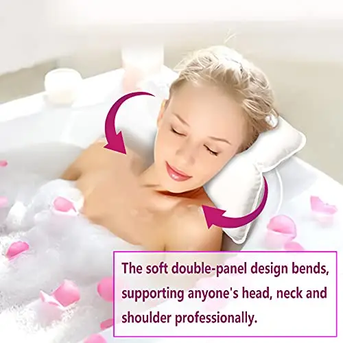 Non-slip Washable Breathable Super Soft SPA Bath Pillow With 7 Extra Strong Suction Cups For Neck Head Support