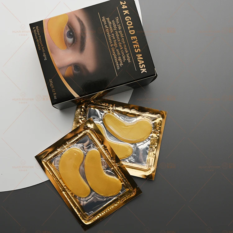 Huati Sifuli RubioAroma Moisturizing Eye Gel Pads Crystal 24k Gold Eye Mask Korean eye patches for dark circles and puffiness