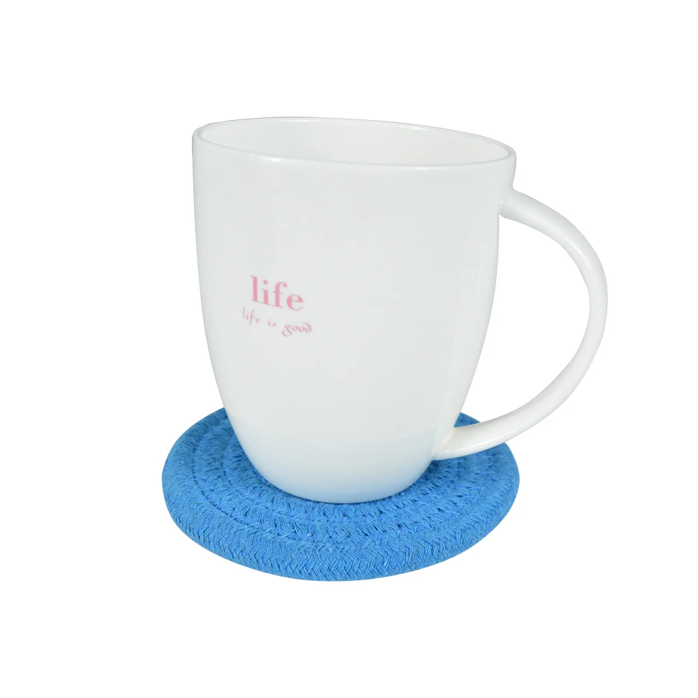 Cotton Table Mats and Round Cotton Rope Coasters for Drinks Cotton Woven Round Coasters Absorbent Heat Resistant