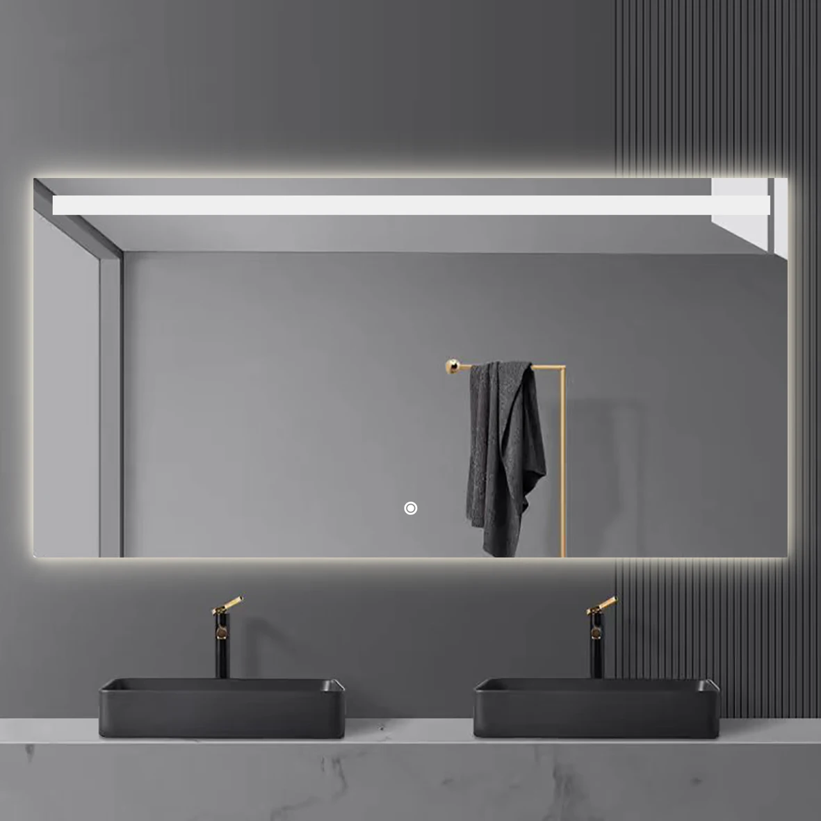 E104H60120 Wall Mounted space aluminium combination toilet lens ark Illuminated Lighted  LED Bathroom Mirror 60*12060*120