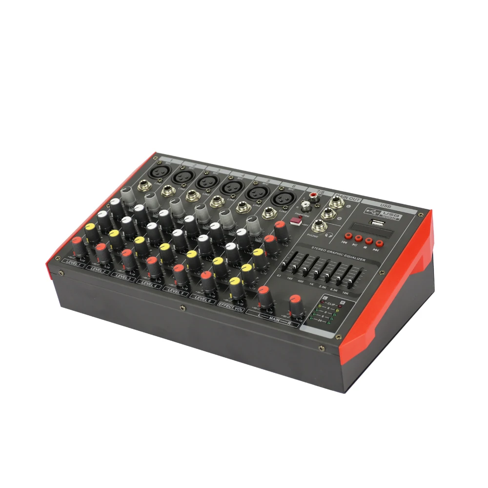 ELM 8 channels mini usb interface controller power mixer effect sound console power mixer amplifier