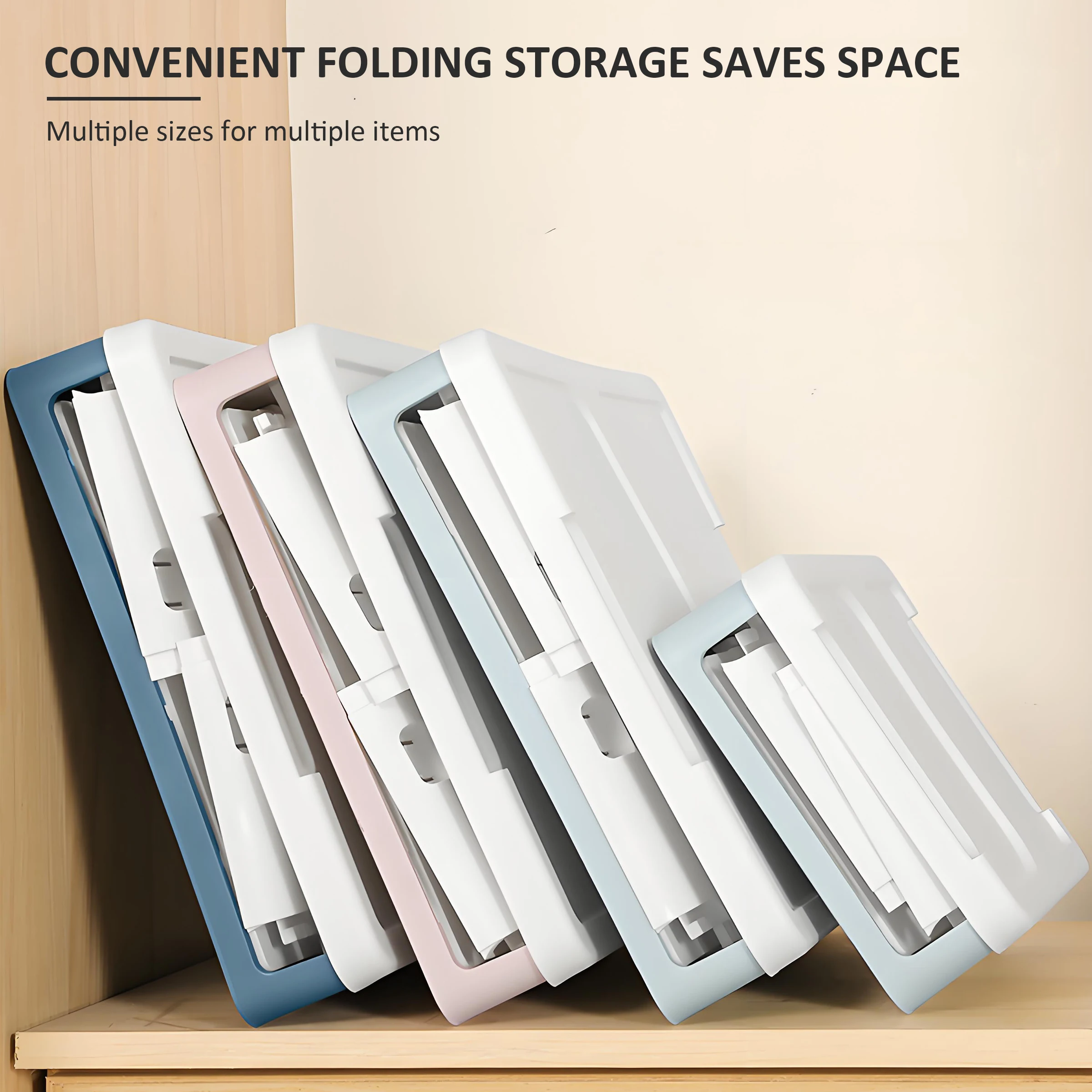 Stackable & Foldable Plastic Storage Container Household Book & Sundries Organizer Collapsible Toy & Storage Box
