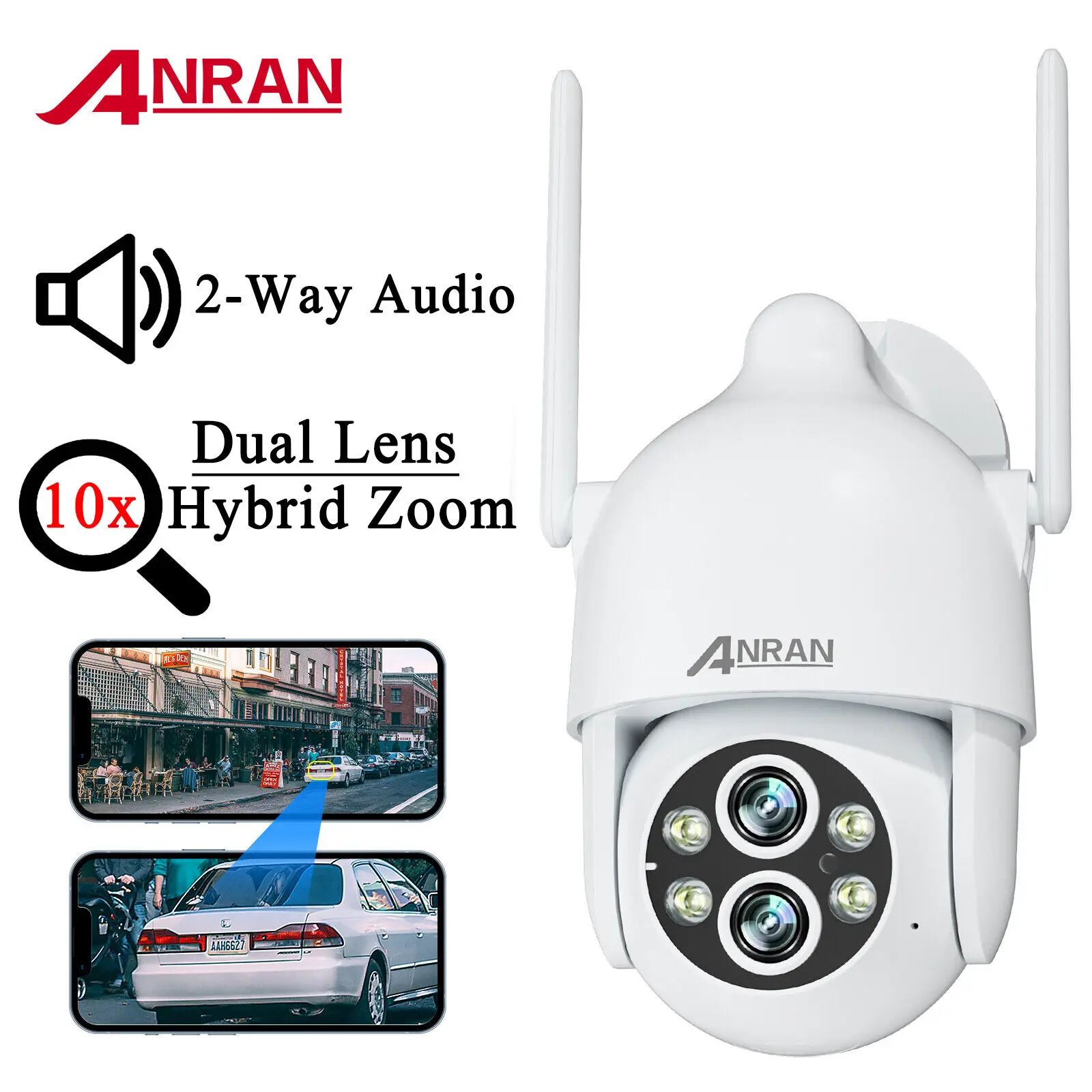 Anran 10X 3K Hot Sales Wifi Network Camera Optical Zoom Ptz Motion Tracking Sensor Dual Lens Security Camera Outdoor