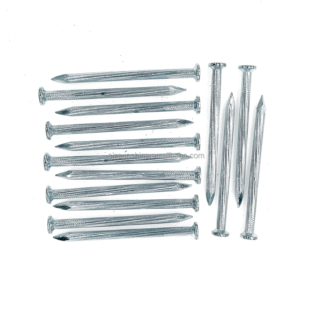 Diamond point galvanized flat head angular spiral steel concrete nails for construction