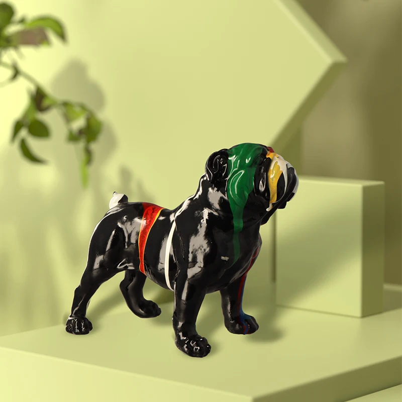Crafts french bulldog home decoration Painted Folk Art Dog Figurine Anime-Themed TV Cabinet Decoration