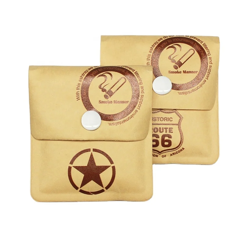 UKETA wholesale custom logo mini cigarette pocket recycle biodegradable kraft paper portable ashtray pouches (1600566079426)