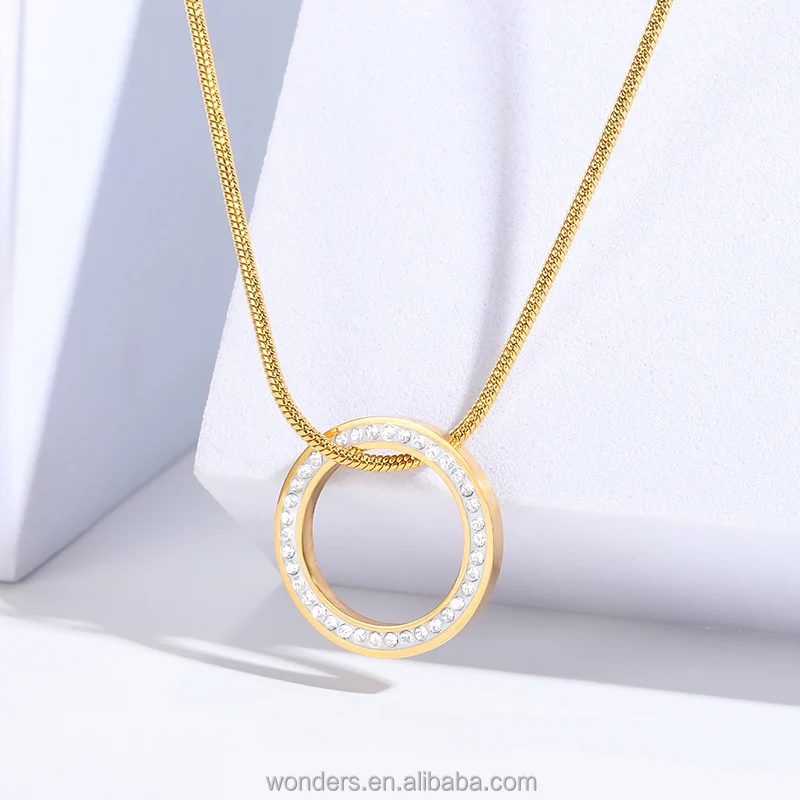 Stainless Steel CZ Open Circle Charm Link Chain Bracelet Bangle Steel Jewelry For Women Girls Ladies Bracelet Charm