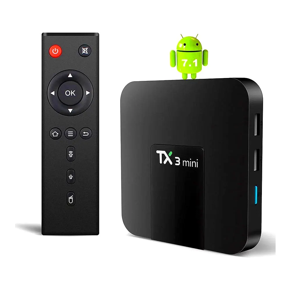 Самые продаваемые 4 ядра оперативная память 1 ГБ Встроенная 8 android 7 ТВ коробка full hd 1080 p видео плеер TX3 мини