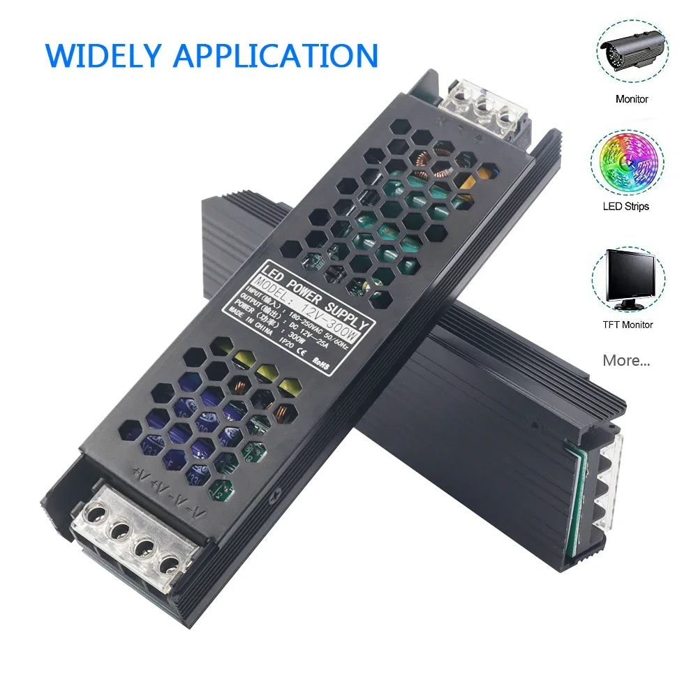 12V/24V Power Supply  100W/200W/300W/400WAC DC Adapter 110V / 250V AC to DC 12 Volt 20 Amp Transformer