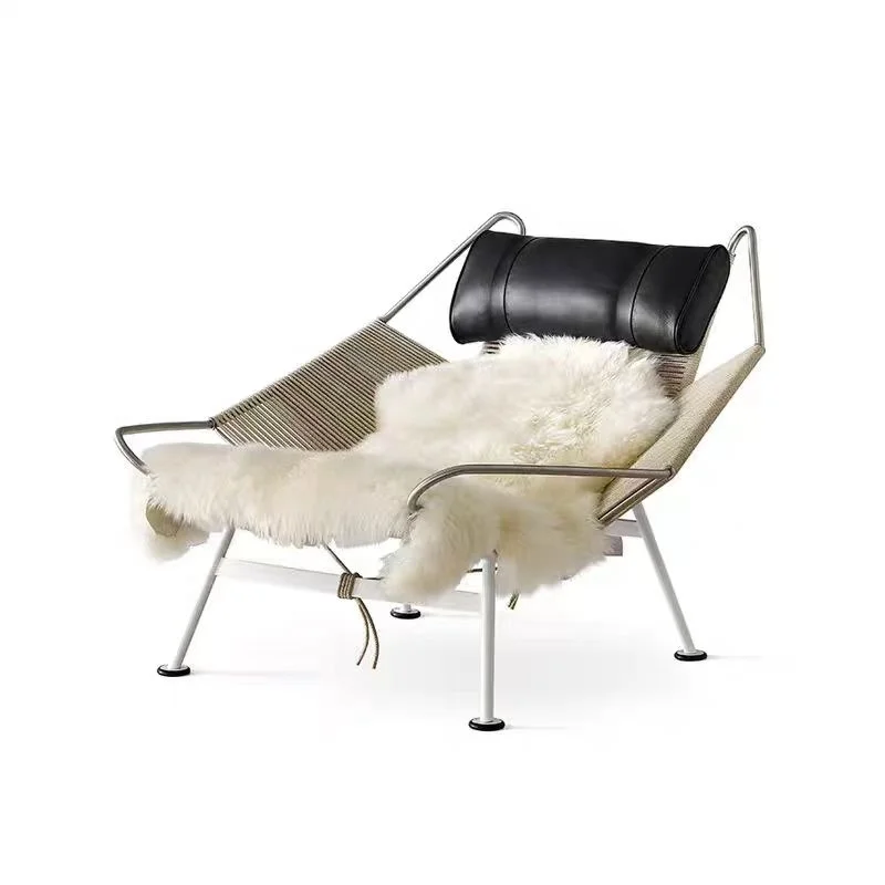 MEIJIA modern design Flag Halyard lounge chair cord reclined leisure chair with ottoman velvet contemporary living room chairs