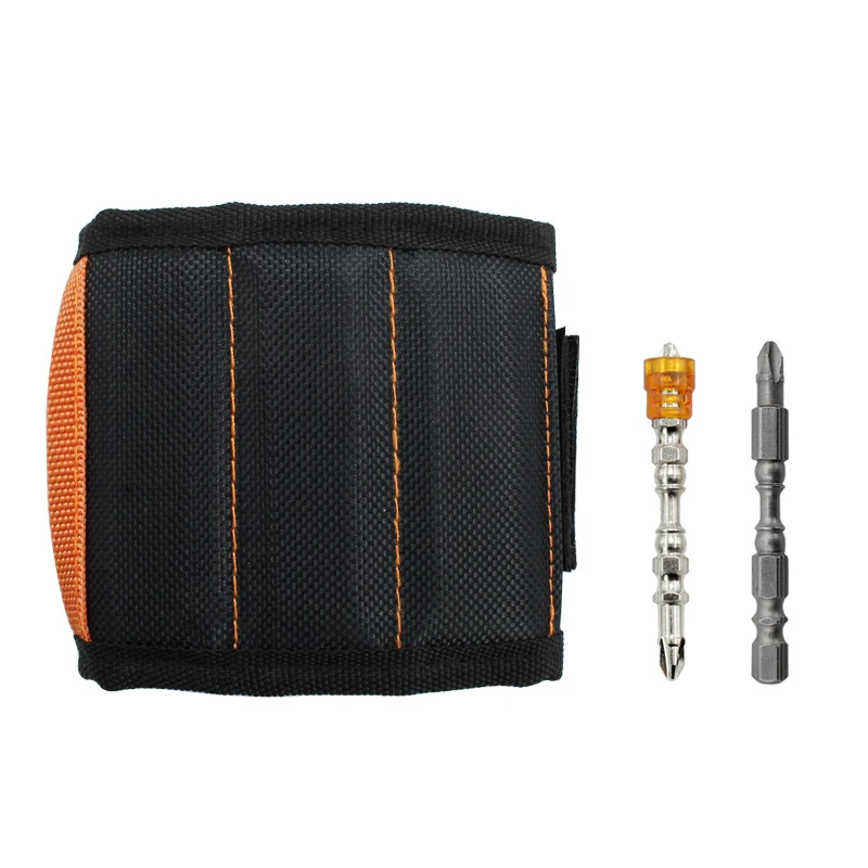 Черный, Прямая продажа с завода, Регулируемый магнитный браслет для плотников, магнитный держатель для запястья, для крепления инструментов, винтов, гвоздей