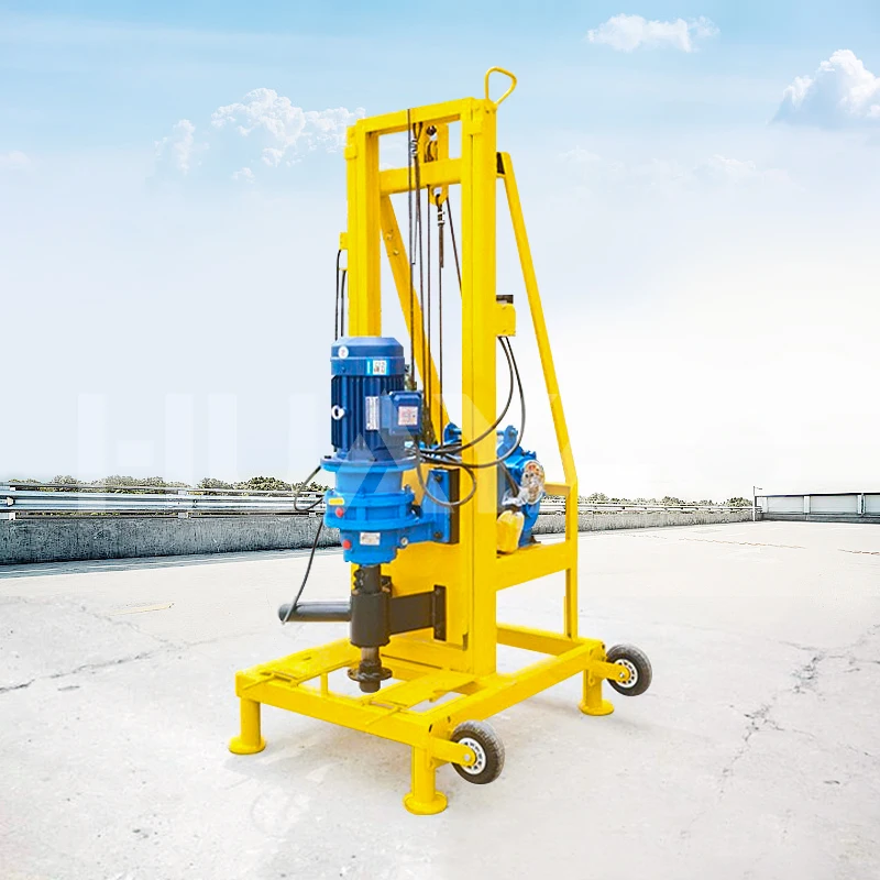 100m Mobile Mini electric rock Soil drilling Water Well Small Motor Drill Rig Machine