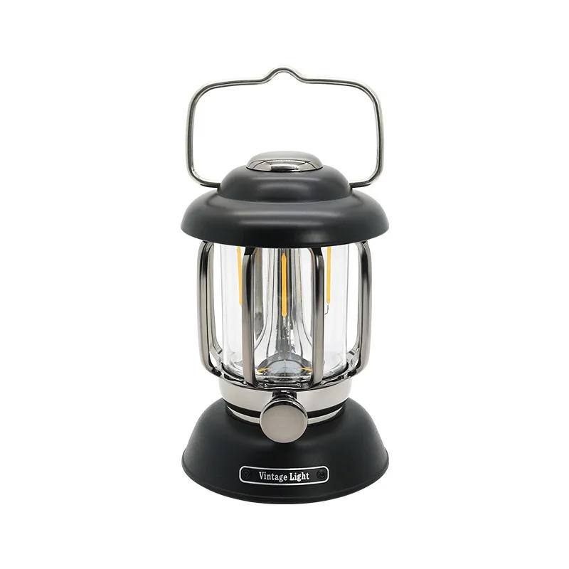 Hot Sale Retro Camping Light Outdoor Hiking Cordless Lantern Spotlight Rechargeable Vintage LED Camping Lanterns With Hook