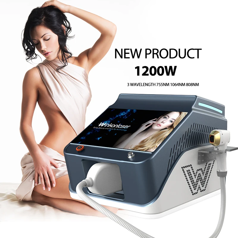 Portable 3 Wave Diode Laser 755 808 1064 Hair Removal Machine With 1200W High Power Handle Strong Cooling System