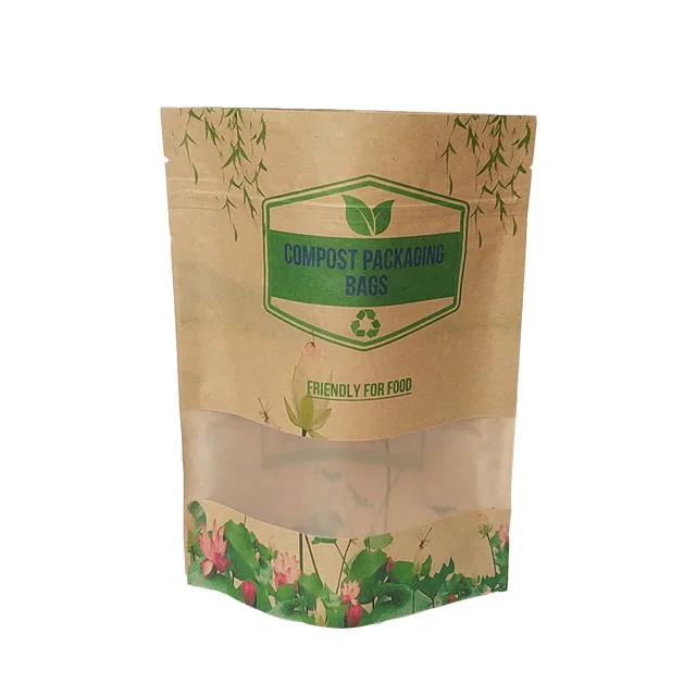 100% Eco-friendly Material Certified PLA Compostable Paper Bag