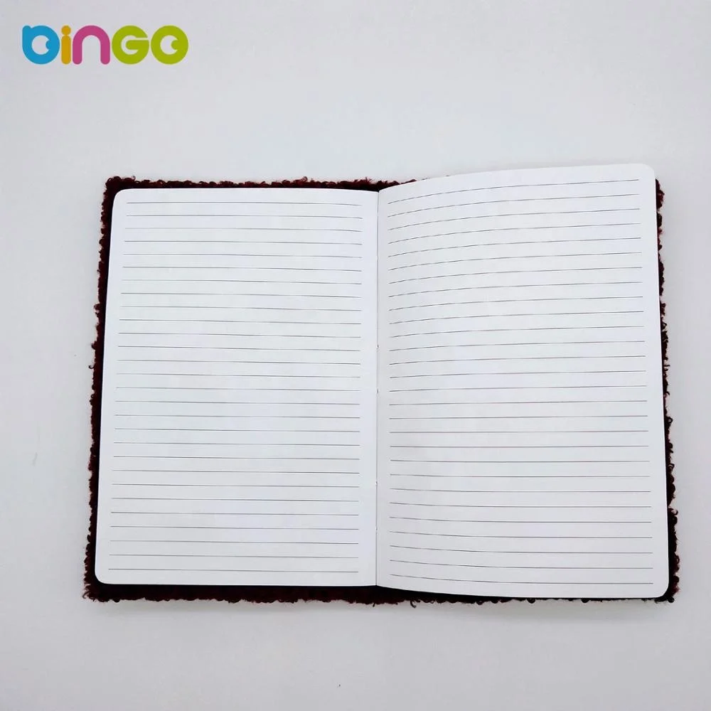 OEM wholesale cute personalized Fluffy Plush Diary Notebook with 3d dog