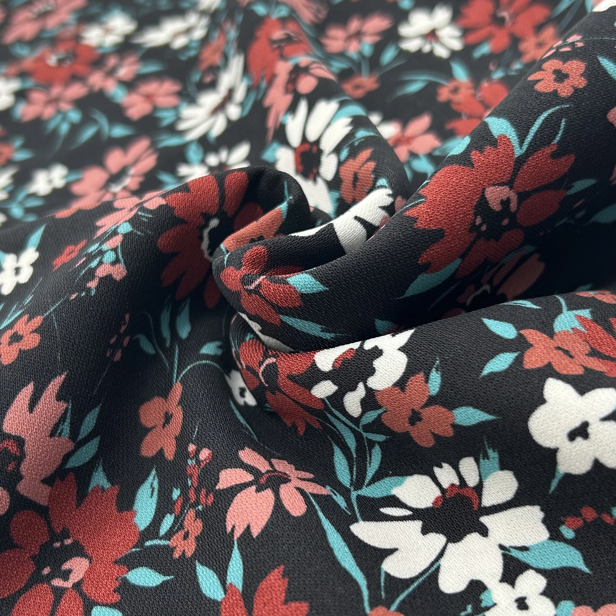 Print dobby fabric crepe fabric recycled polyester chiffon fabric flower for dresses clothing