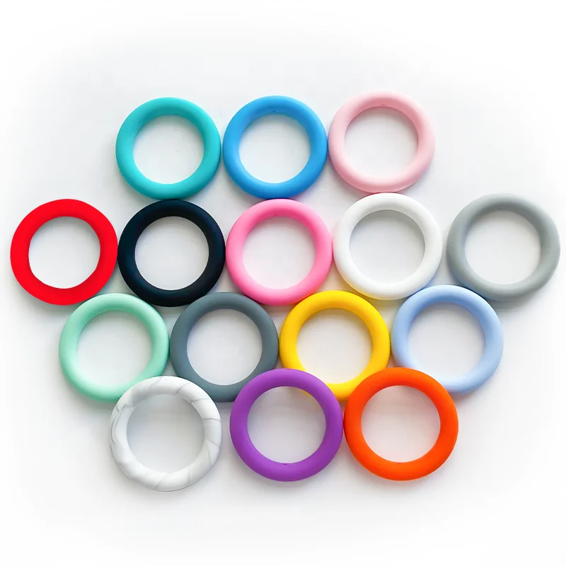 Wholesale Silicone Colored Teething Beads For Jewelry DIY Baby Beads 65mm Silicone Teething Ring For Diy Jewelry accessories