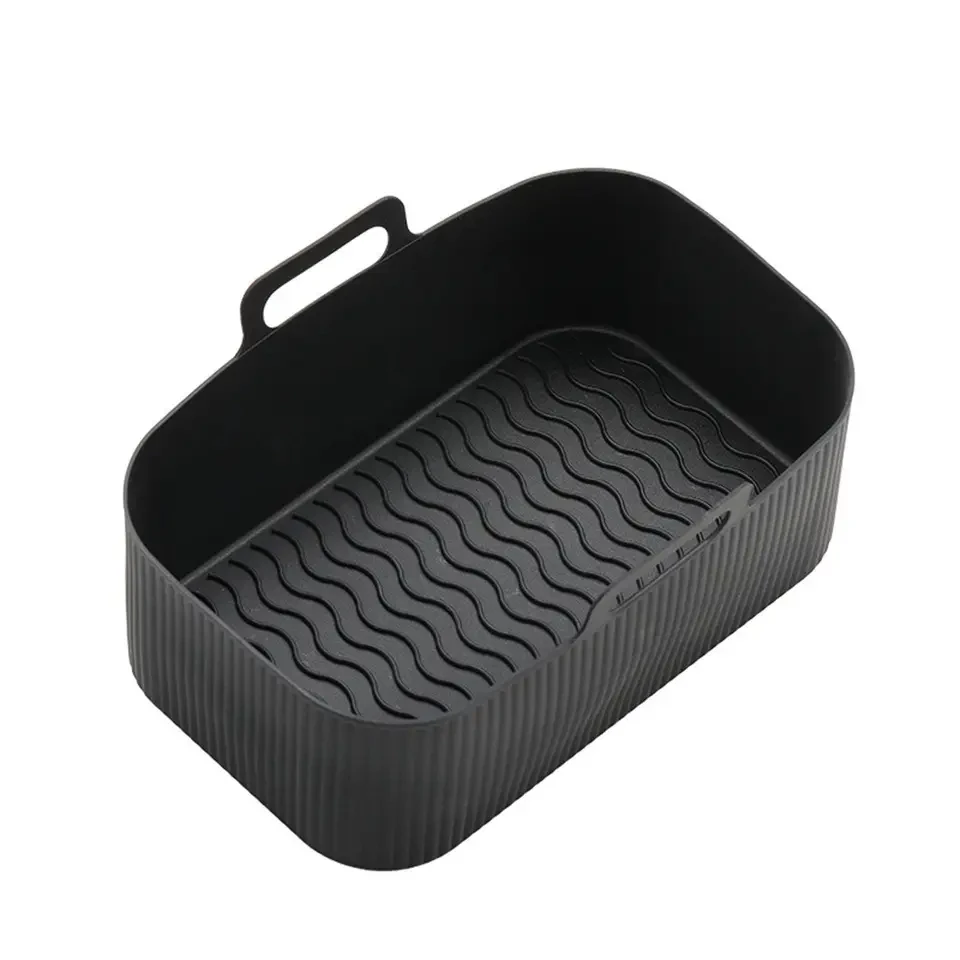 Associate Silicone Liners Rectangular Air Fryer Dual Baskets,Basket Airfryer Rectangle Silicone Pot Reusable Baking Tray