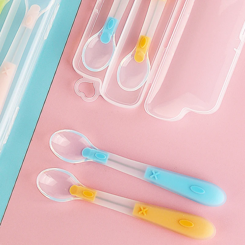 Eco-friendly Silicone Feeding spoon BPA Free Soft Baby eating Spoon With long Handle
