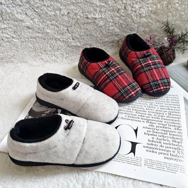 2022 New black and red plaid fashion atmosphere ladies home leisure warm lovers cotton slippers
