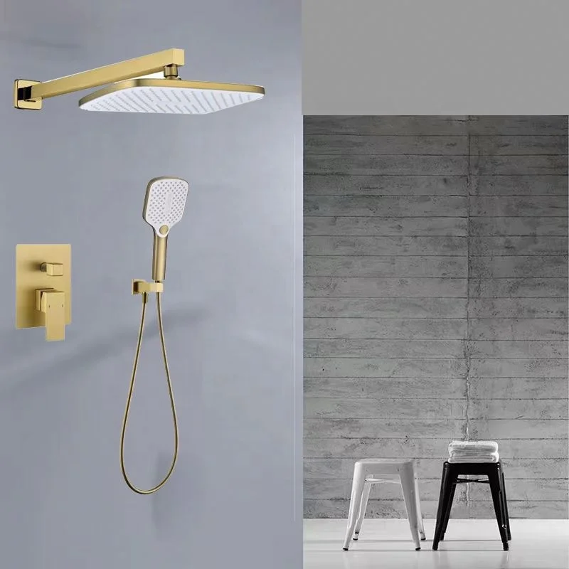 2024 Hot Sales OEM ODM 2 Functions High Quality Luxury  Brass Brushed Gold Concealed Shower Set