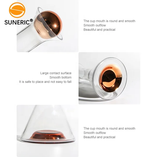 Nordic Cool Kettle Glass Water Jug Crystal Wine Bottle Whiskey Set Decanter Glasses Gold With Round Stopper