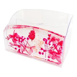 Acrylic Stationery Organizer 3 Compartments Seashells TV AC Remote Control Holder for Organization