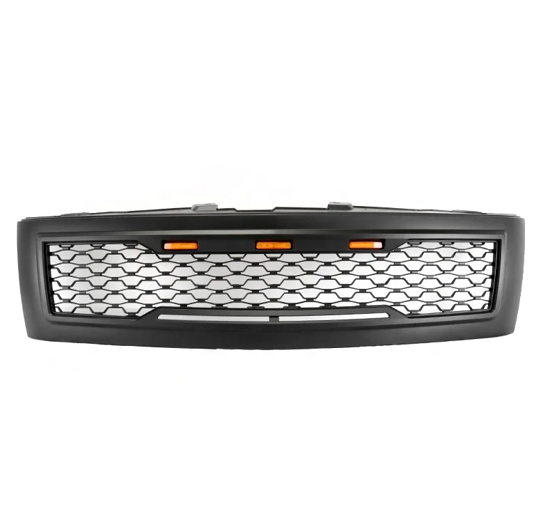 Cheap upgrade car parts ABS Black Chromed Front grille grill For chevy Auto part silverado 1500 2007-2013 with LED lights emblem