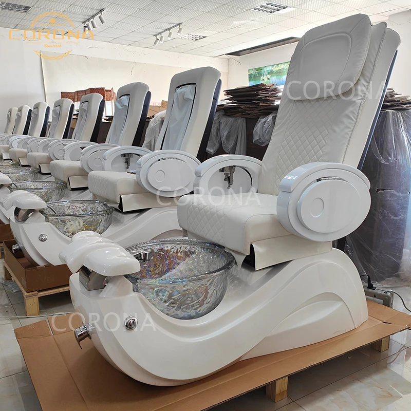 Custom Color White Luxury Nail Salon Furniture Electric Massage Pedicure Chair for Salon