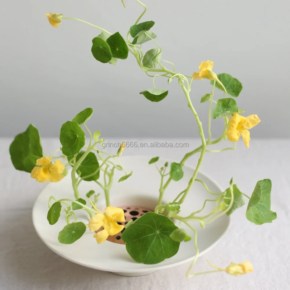 Copper Flower Frog Set Ceramic Cylinder Vase Ikebana Vase Kenzan Flower Frogs