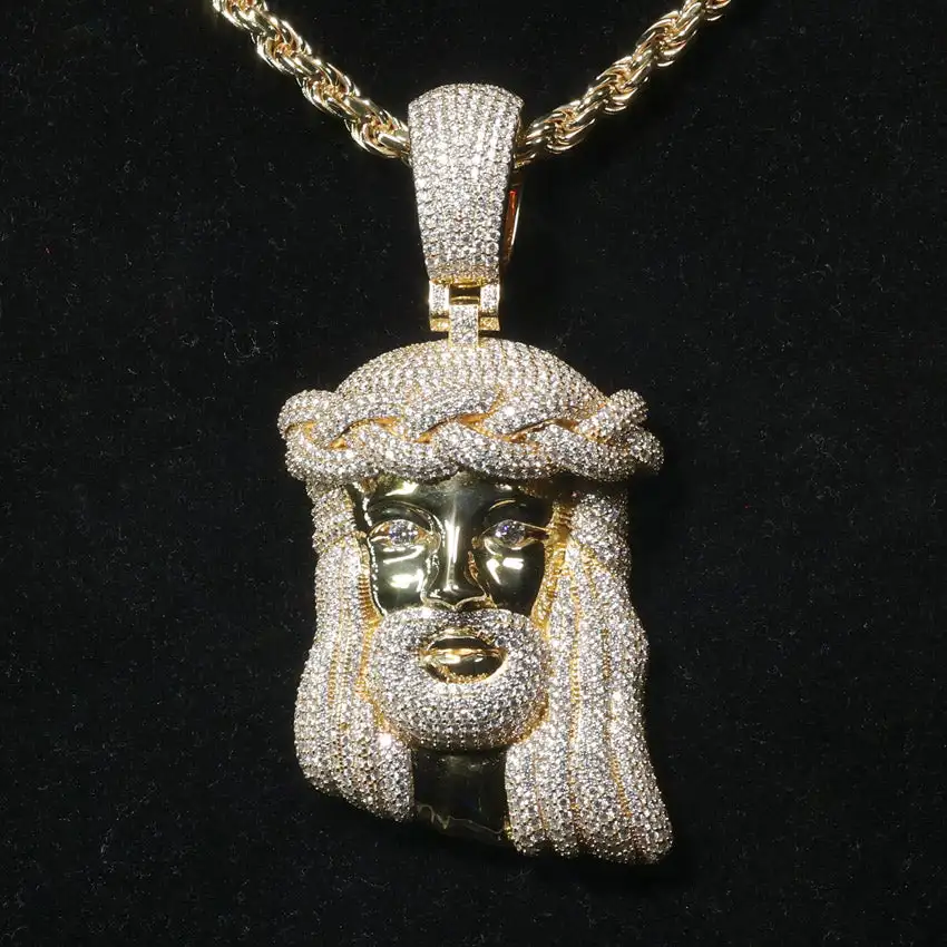 Iced Out Moissanite Jesus Pendant Men Jewelry Passes Tester 14k 18k Solid Gold Letter Name Hop Custom Vvs Moissanite Pendant