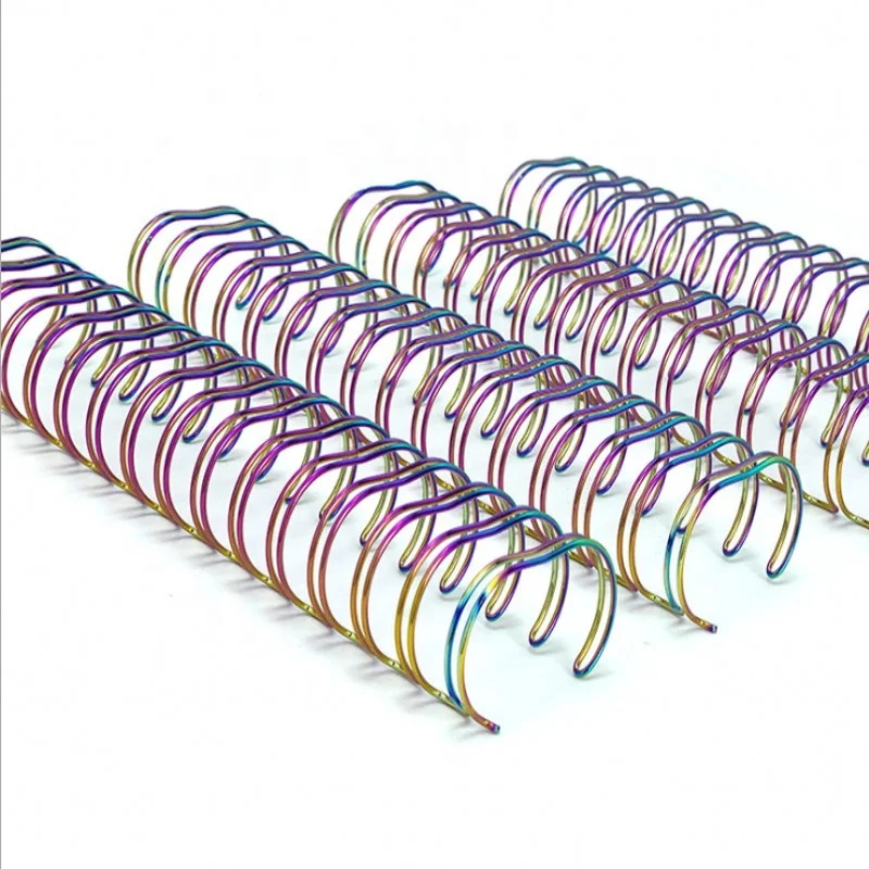 NanBo Binding Materials Eco friendly Electroplated Rainbow Gold Cut Pieces Double Loop Wire Spiral Coil