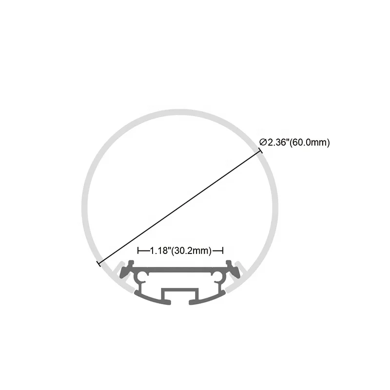New Design 30mm 60mm 120mm Diameter With PC Diffused Cover Led Strip Light Suspended Round Aluminum LED Profile
