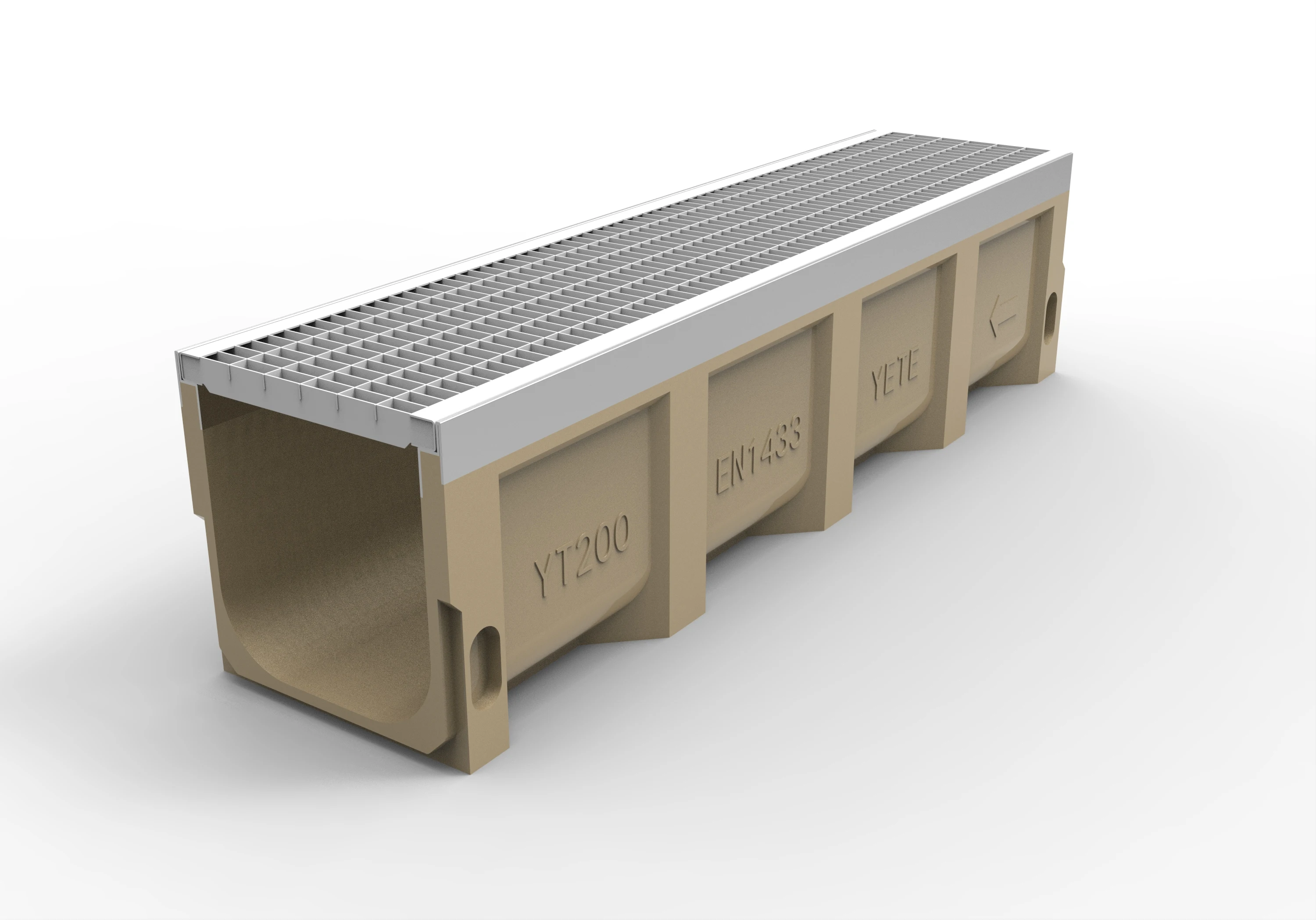 Polymer concrete drain channel trench roof channel drain with stainless steel cover for outdoor