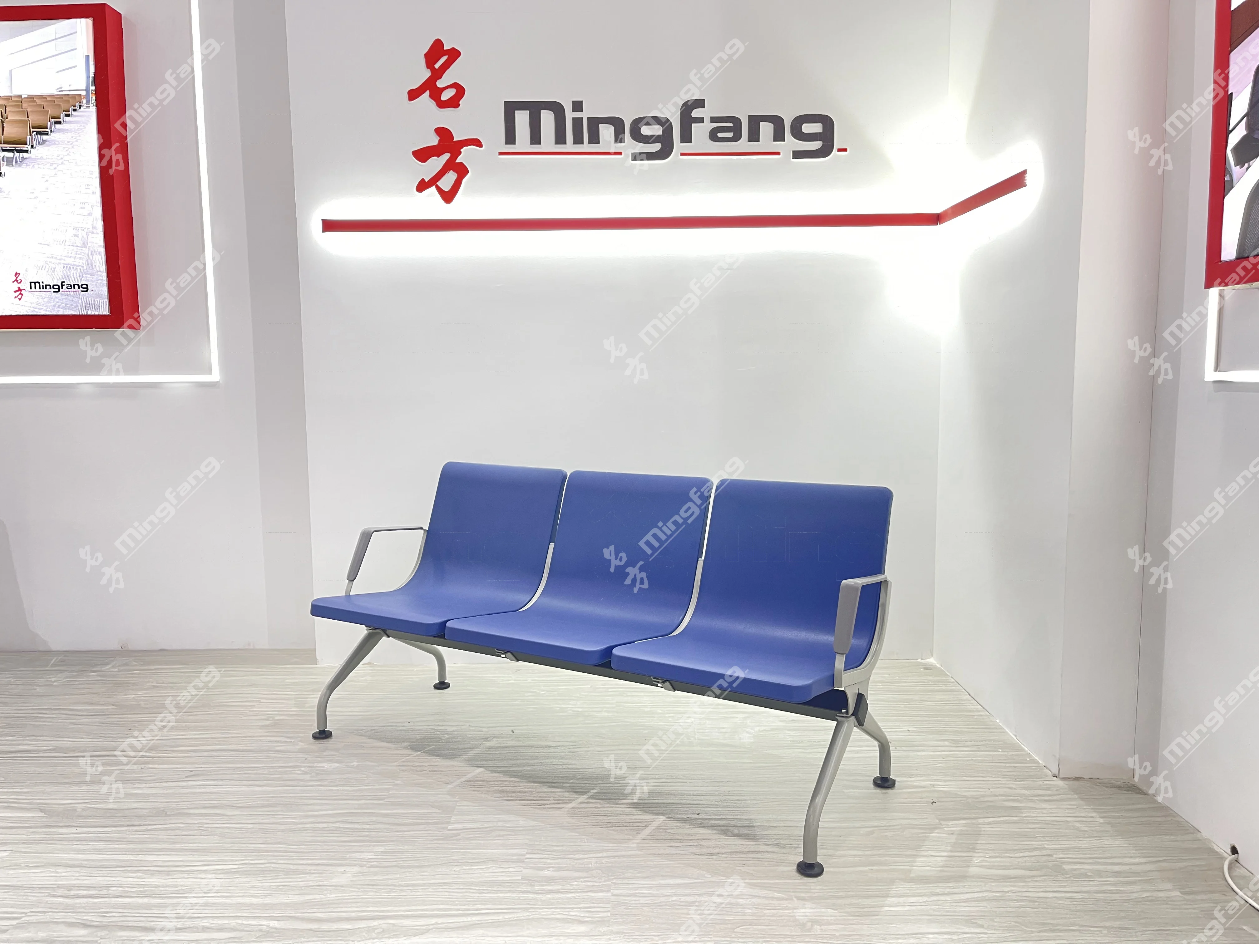 Mingfang 3 Seater PU Airport Chair for Waiting Area Salon Reception Chair Waiting Bench Beauty
