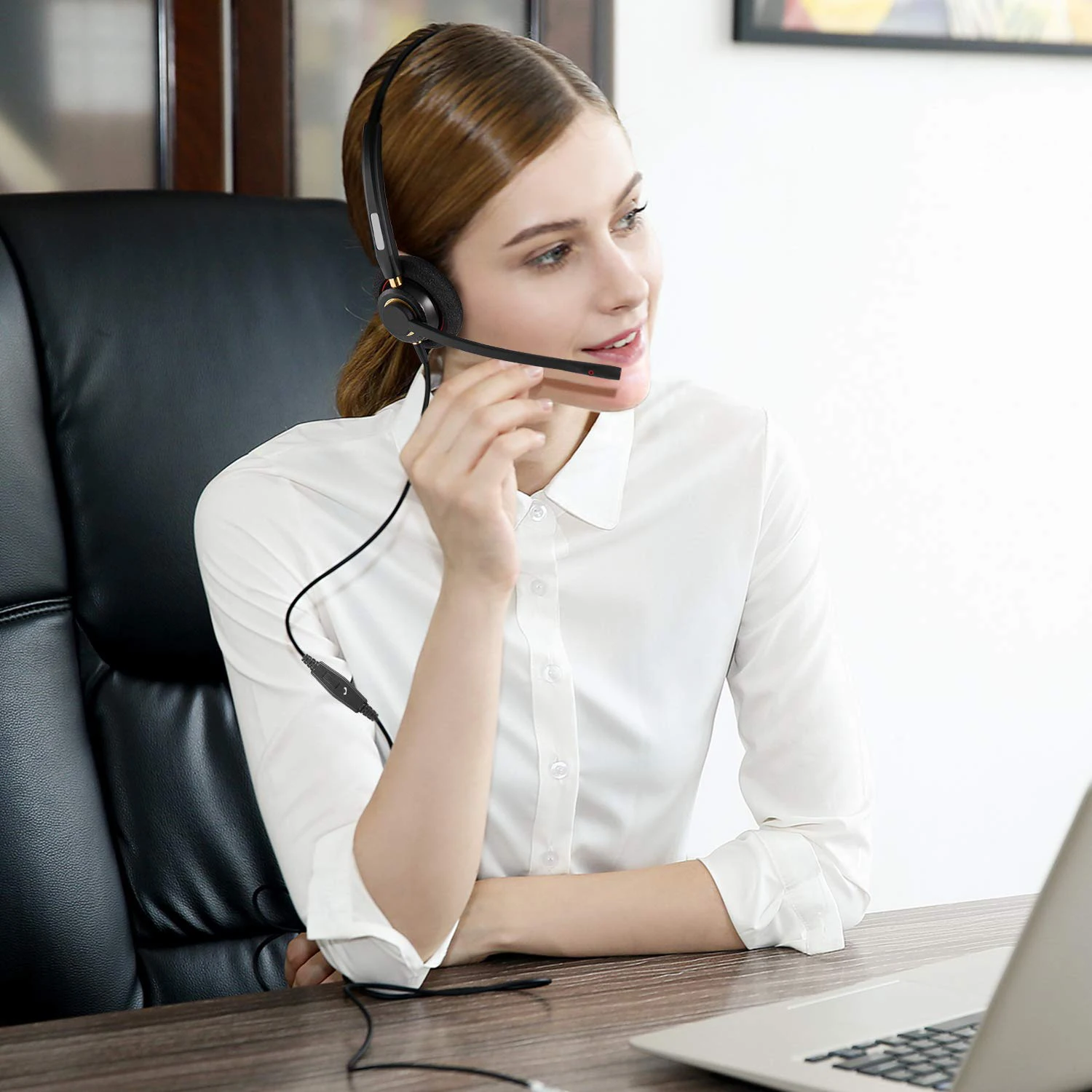 Monaural RJ9 Office Telephone Headset with Noise Cancelling Mic for Avaya Plantronics