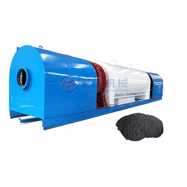 Drum continuous charcoal carbonization furnace for wood sawdust powder
