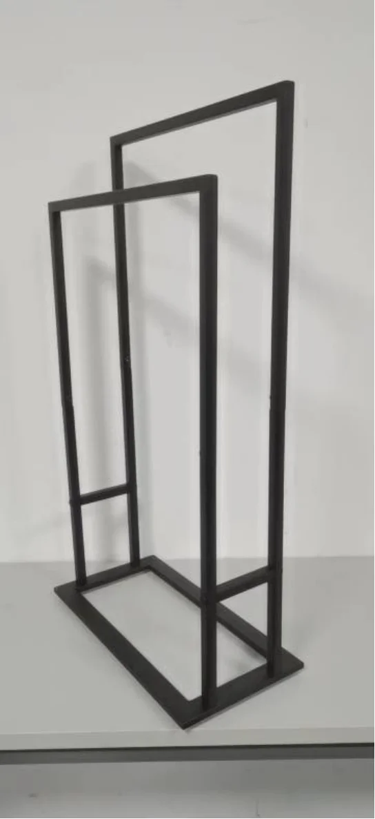 Bathroom Accessories Modern Free Standing 2 Tier Metal Black Towel Holder Rack