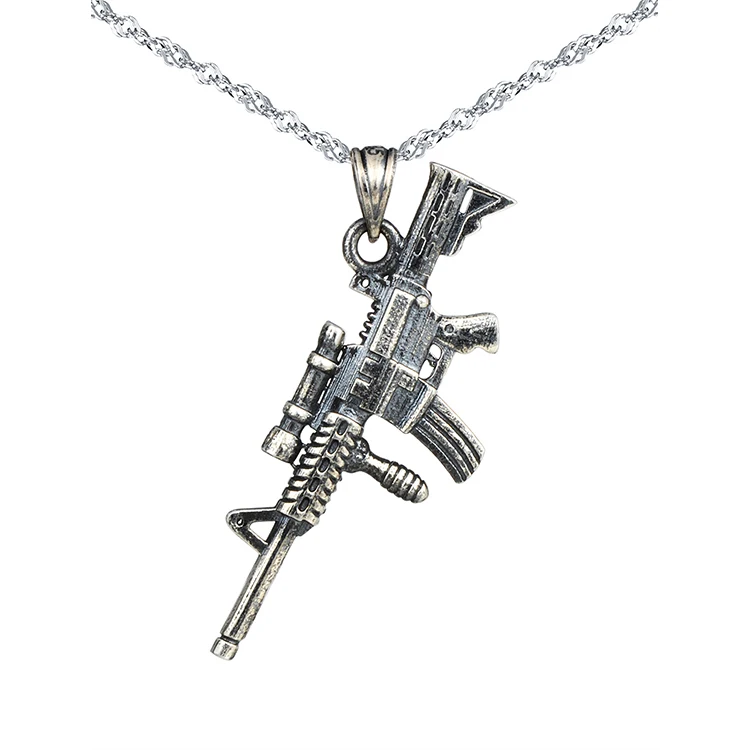 Hot Selling M416 Gun Pendant Couple Necklace PUBGS 925 Sterling Silver Jewelry