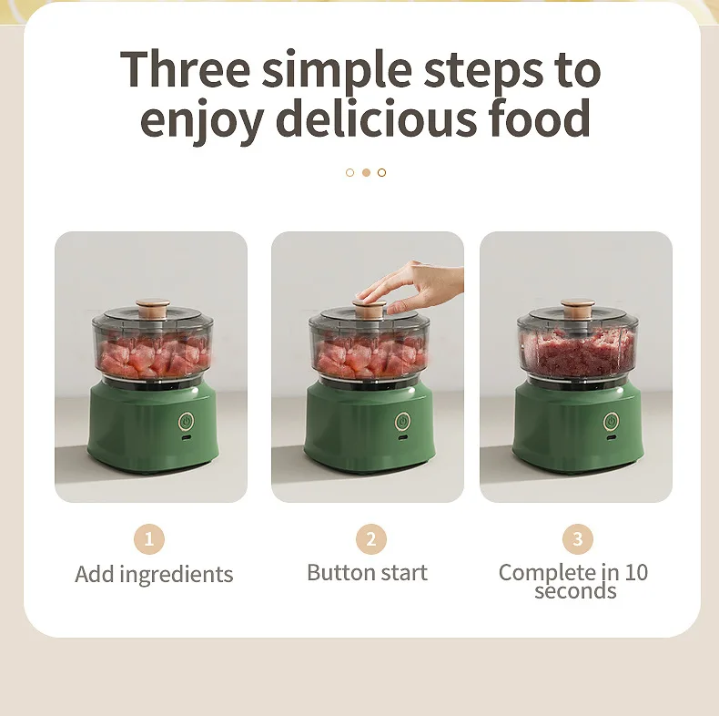 2024 Hot Sale Electric Mini Portable Recharge Garlic Grinder Meat Cake Mixer Blender  Wireless Meat Grinder