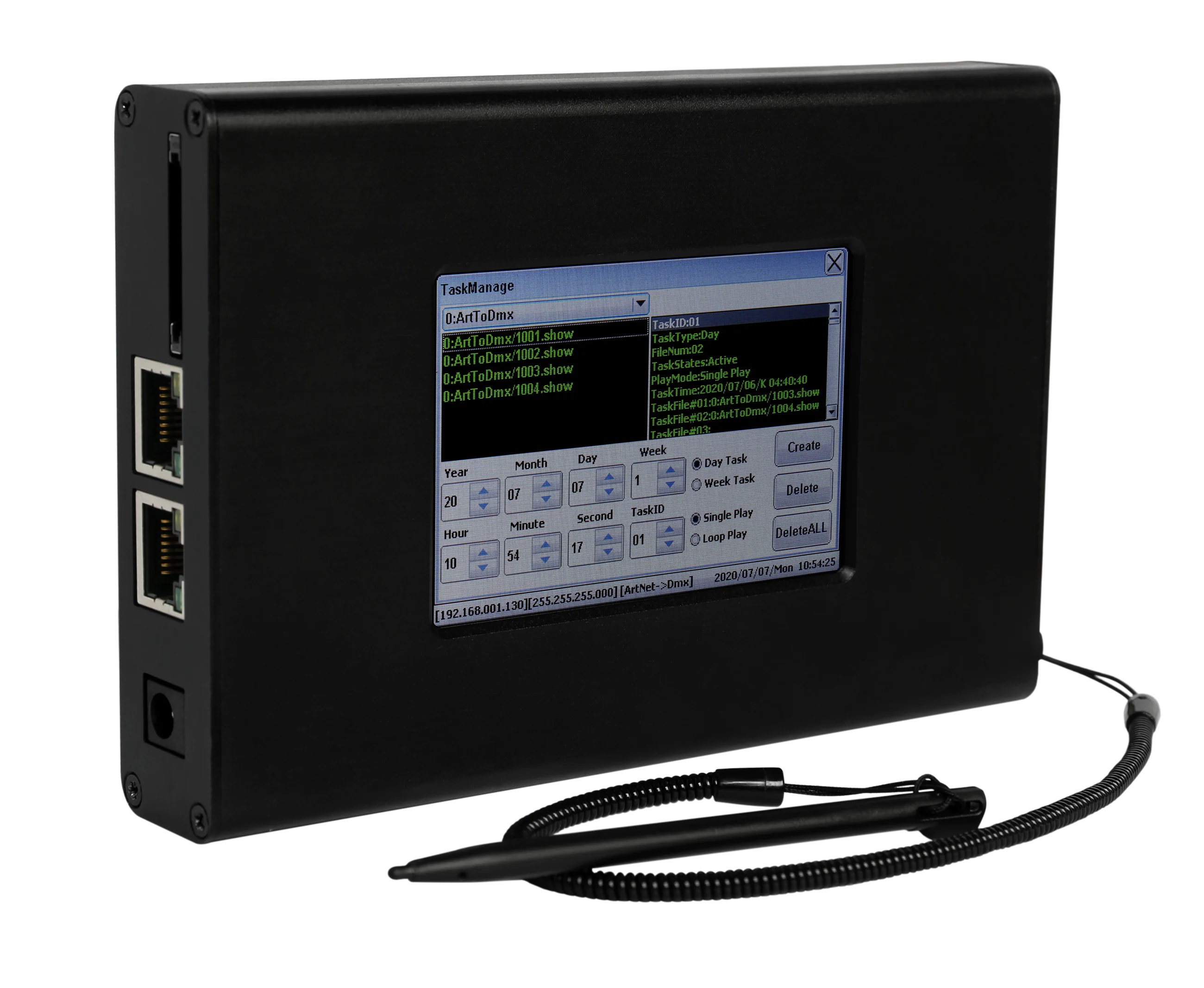 Artnet dmx pixel controller Knot rj45 с рекордером artnet и проигрывателем