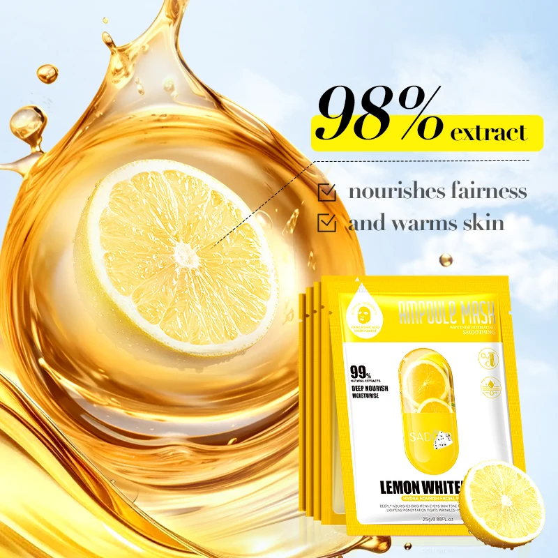 SADOER Organic Natural VC Lemon Fruit Facial Mask Sheet Form for Nose Use Moisturizing and Whitening Skin Care Beauty Product